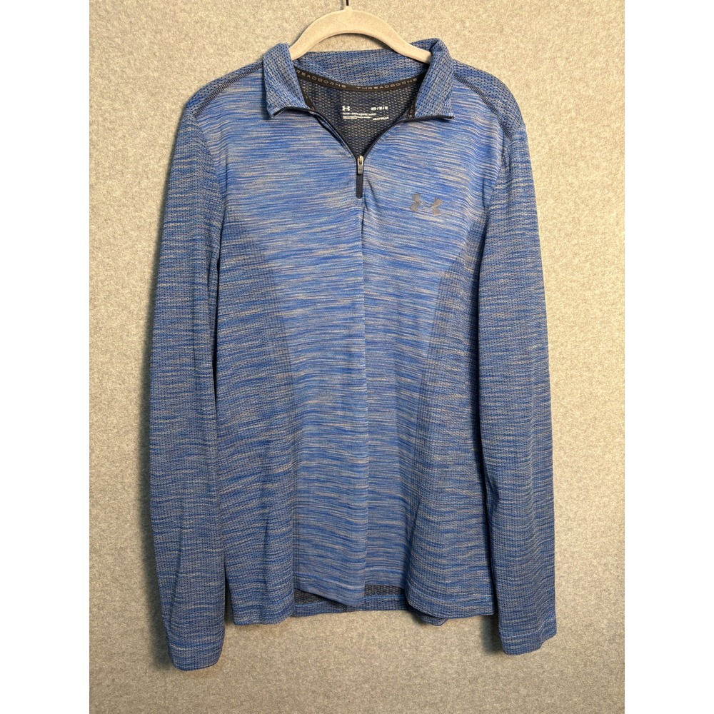 Under Armour HeatGear Threadborne Quarter Zip Pullover Blue Fitted Medium